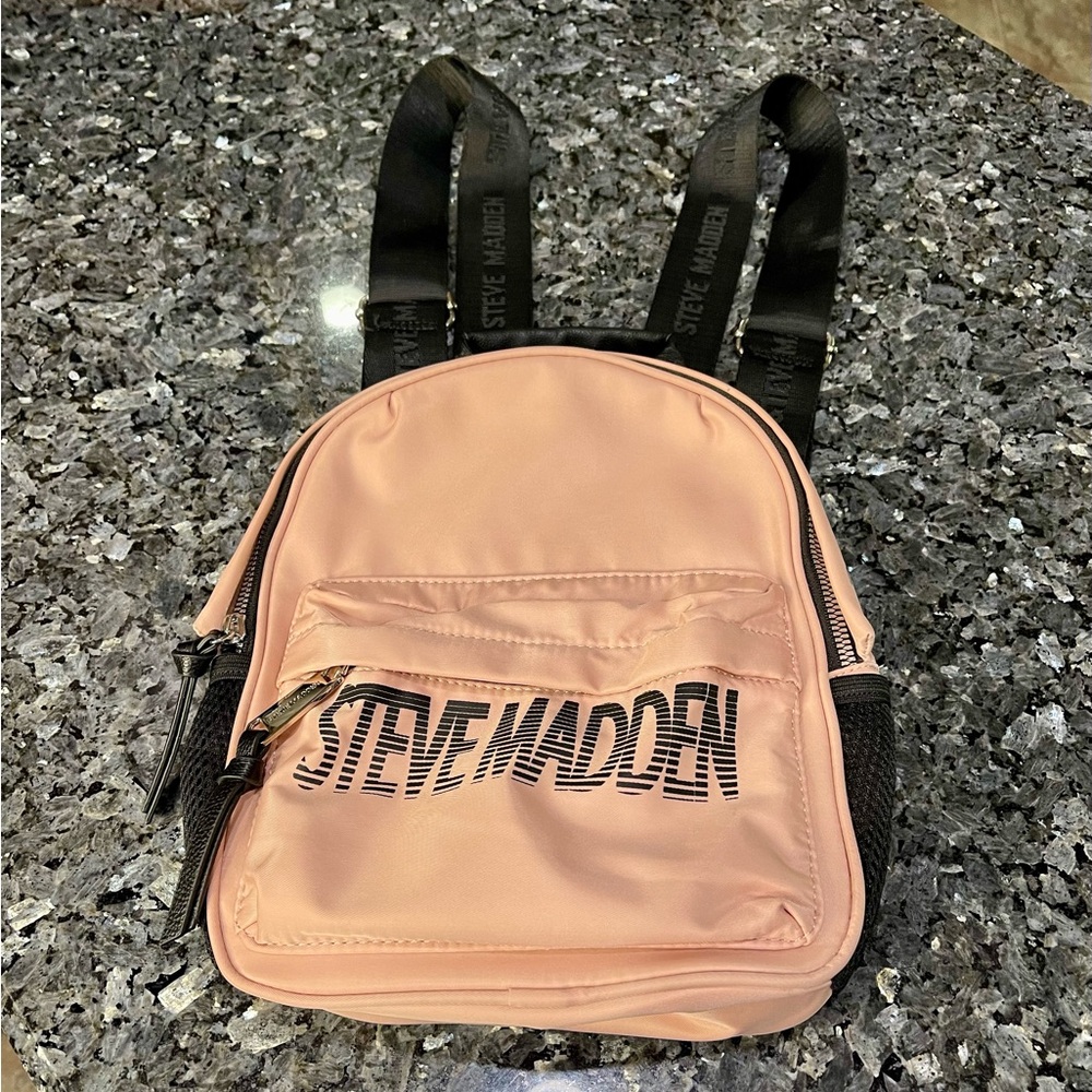 Steve Madden Force Mini Blush Backpack with Black Logo Accents